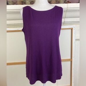 Chicos Purple soft Sleeveless waffle Knit Top NWOT oversized